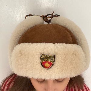 Roots Canada Shearling Leather Hat